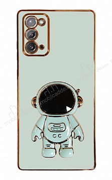 Eiroo Astronot Samsung Galaxy Note 20 Standl Yeil Silikon Klf