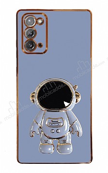 Eiroo Astronot Samsung Galaxy Note 20 Standl Mavi Silikon Klf