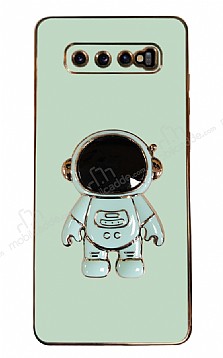 Eiroo Astronot Samsung Galaxy S10 Plus Standl Yeil Silikon Klf