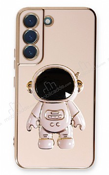 Eiroo Astronot Samsung Galaxy S21 FE 5G Standl Pembe Silikon Klf