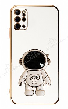 Eiroo Astronot Samsung Galaxy S20 Plus Standl Beyaz Silikon Klf
