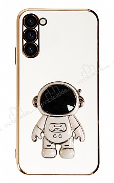 Eiroo Astronot Samsung Galaxy S23 Standl Beyaz Silikon Klf