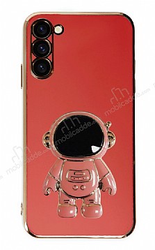 Eiroo Astronot Samsung Galaxy S23 Standl Krmz Silikon Klf