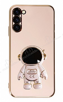 Eiroo Astronot Samsung Galaxy S23 Plus Standl Pembe Silikon Klf
