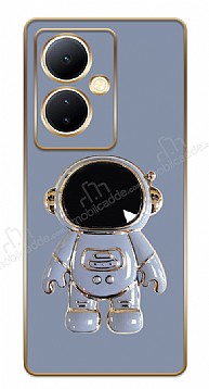 Eiroo Astronot Vivo V29 Lite Standl Kamera Korumal Mavi Silikon Klf