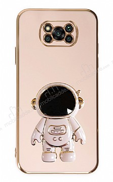 Eiroo Astronot Xiaomi Poco X3 Standl Pembe Silikon Klf