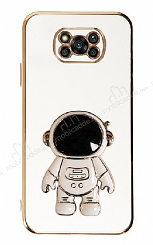 Eiroo Astronot Xiaomi Poco X3 Standl Beyaz Silikon Klf
