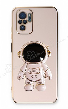 Eiroo Astronot Xiaomi Redmi Note 10S Standl Pembe Silikon Klf