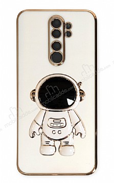 Eiroo Astronot Xiaomi Redmi Note 8 Pro Standl Beyaz Silikon Klf