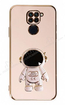Eiroo Astronot Xiaomi Redmi Note 9 Standl Pembe Silikon Klf
