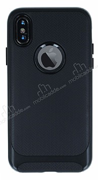 Eiroo Attractive iPhone X / XS Siyah Kenarl Silikon Klf