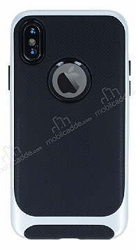 Eiroo Attractive iPhone X / XS Silver Kenarl Silikon Klf