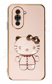 Eiroo Aynal Kitty Huawei nova 10 Pro Standl Pembe Silikon Klf