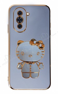 Eiroo Aynal Kitty Huawei Nova 10 Standl Mavi Silikon Klf
