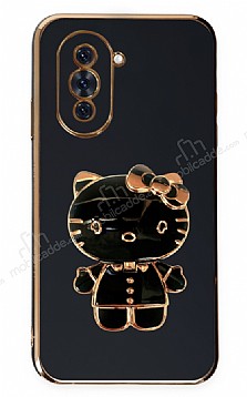 Eiroo Aynal Kitty Huawei Nova 10 Standl Siyah Silikon Klf