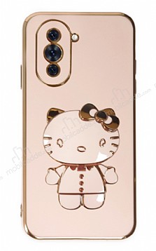 Eiroo Aynal Kitty Huawei Nova 10 Standl Pembe Silikon Klf