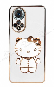 Eiroo Aynal Kitty Huawei nova 9 Standl Beyaz Silikon Klf