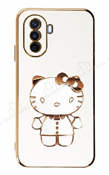 Eiroo Aynal Kitty Huawei Nova Y70 Standl Beyaz Silikon Klf