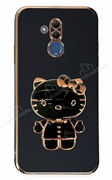 Eiroo Aynal Kitty Huawei Mate 20 Lite Standl Siyah Silikon Klf