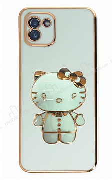 Eiroo Aynal Kitty Samsung Galaxy A03 Standl Yeil Silikon Klf