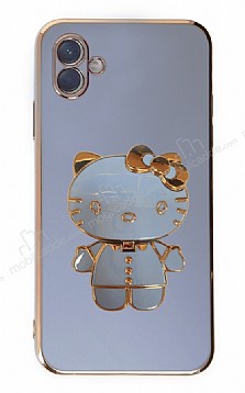 Eiroo Aynal Kitty Samsung Galaxy A04 Standl Mavi Silikon Klf