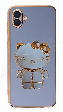 Eiroo Aynal Kitty Samsung Galaxy A04e Standl Mavi Silikon Klf