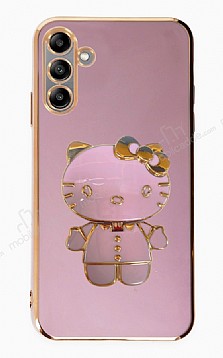 Eiroo Aynal Kitty Samsung Galaxy A04s Standl Mor Silikon Klf