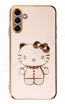 Eiroo Aynal Kitty Samsung Galaxy A04s Standl Pembe Silikon Klf