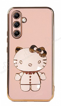 Eiroo Aynal Kitty Samsung Galaxy A14 4G Standl Pembe Silikon Klf
