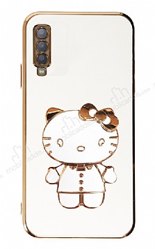 Eiroo Aynal Kitty Samsung Galaxy A30S Standl Beyaz Silikon Klf