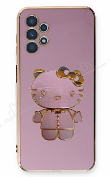 Eiroo Aynal Kitty Samsung Galaxy A32 4G Standl Mor Silikon Klf