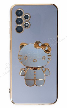 Eiroo Aynal Kitty Samsung Galaxy A33 5G Standl Mavi Silikon Klf