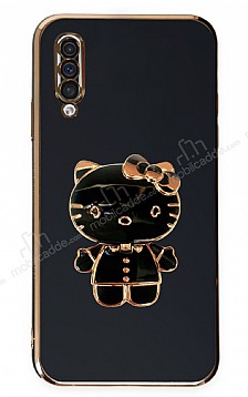 Eiroo Aynal Kitty Samsung Galaxy A50 Standl Siyah Silikon Klf