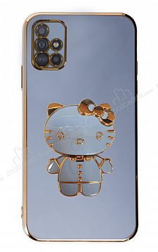 Eiroo Aynal Kitty Samsung Galaxy A51 Standl Mavi Silikon Klf