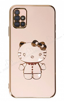 Eiroo Aynal Kitty Samsung Galaxy A51 Standl Pembe Silikon Klf