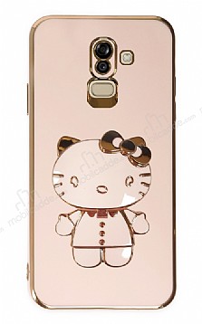 Eiroo Aynal Kitty Samsung Galaxy A6 Plus 2018 Standl Pembe Silikon Klf