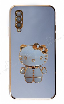 Eiroo Aynal Kitty Samsung Galaxy A70 Standl Mavi Silikon Klf