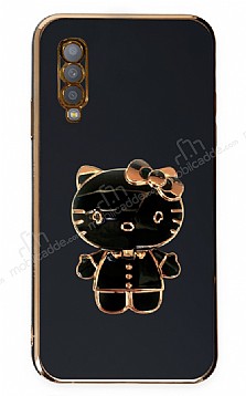 Eiroo Aynal Kitty Samsung Galaxy A70 Standl Siyah Silikon Klf
