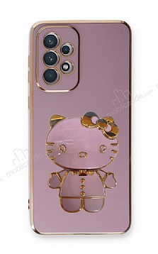 Eiroo Aynal Kitty Samsung Galaxy A72 5G Standl Mor Silikon Klf