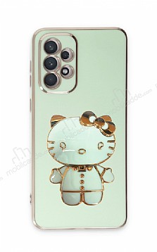 Eiroo Aynal Kitty Samsung Galaxy A72 Standl Yeil Silikon Klf