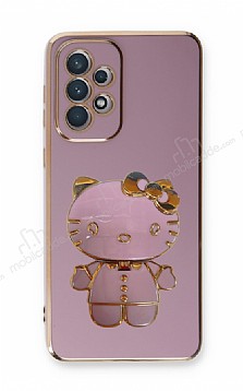 Eiroo Aynal Kitty Samsung Galaxy A72 Standl Mor Silikon Klf
