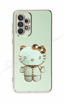 Eiroo Aynal Kitty Samsung Galaxy A73 Standl Yeil Silikon Klf