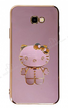 Eiroo Aynal Kitty Samsung Galaxy J4 Plus Standl Mor Silikon Klf