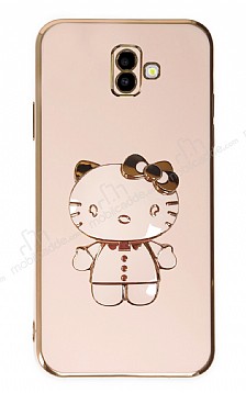 Eiroo Aynal Kitty Samsung Galaxy J6 Plus Standl Pembe Silikon Klf
