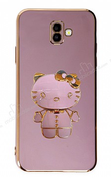 Eiroo Aynal Kitty Samsung Galaxy J6 Plus Standl Mor Silikon Klf