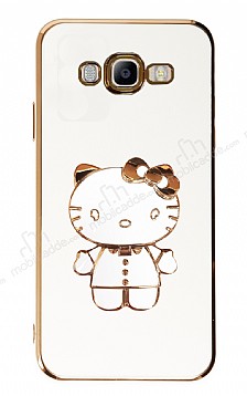 Eiroo Aynal Kitty Samsung Galaxy J7 / J7 Core Standl Beyaz Silikon Klf