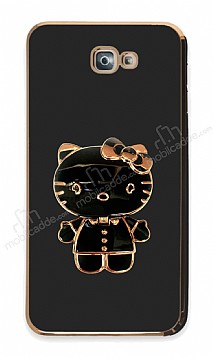 Eiroo Aynal Kitty Samsung Galaxy J7 Prime Standl Siyah Silikon Klf