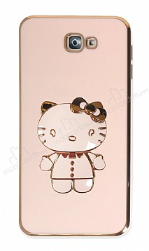 Eiroo Aynal Kitty Samsung Galaxy J7 Prime Standl Pembe Silikon Klf