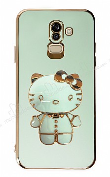 Eiroo Aynal Kitty Samsung Galaxy J8 Standl Yeil Silikon Klf