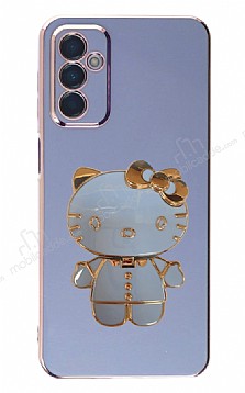 Eiroo Aynal Kitty Samsung Galaxy M13 Standl Mavi Silikon Klf